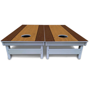 Brown Two Tone Planks Cornhole Boards - All Weather Series by Cornhole Solutions, custom cornhole board detail photo 6
