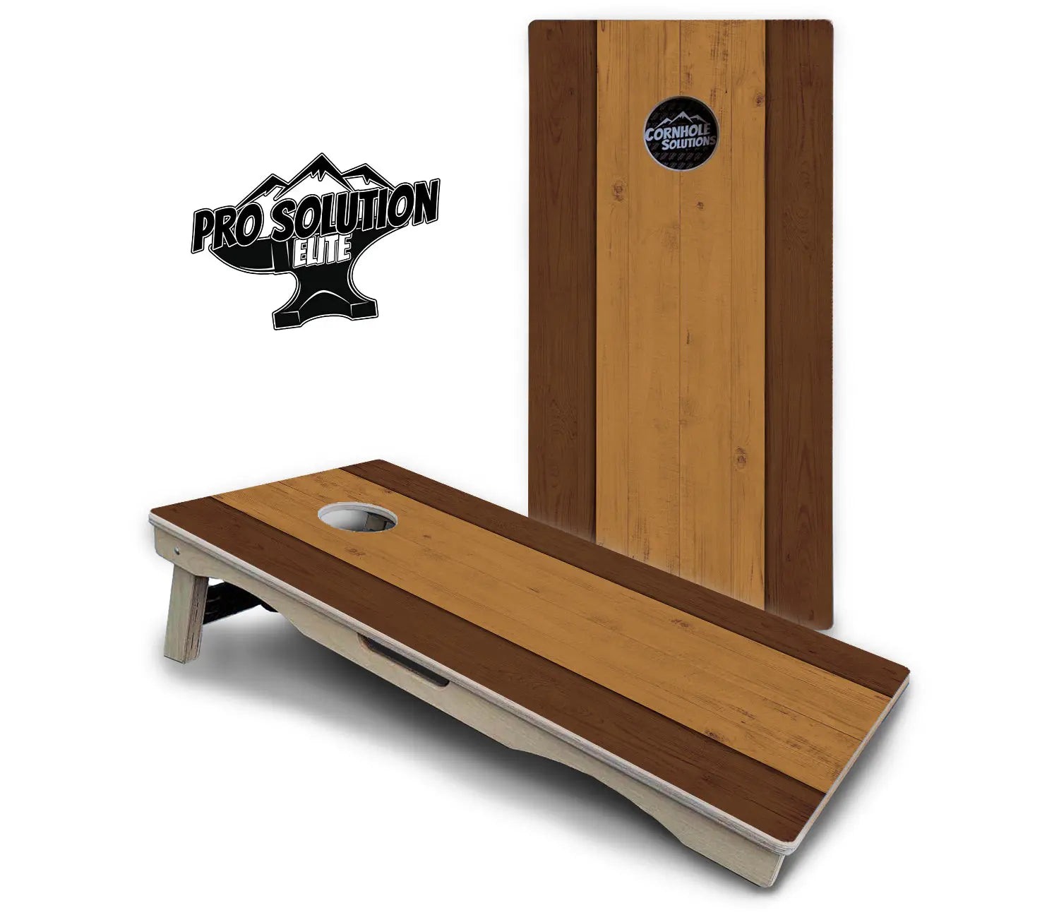 Brown Two Tone Planks Cornhole Boards - Pro Solution Elite Series Cornhole Solutions