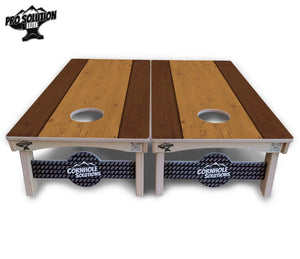 Brown Two Tone Planks Cornhole Boards - Pro Solution Elite Series by Cornhole Solutions, custom cornhole board detail photo 3