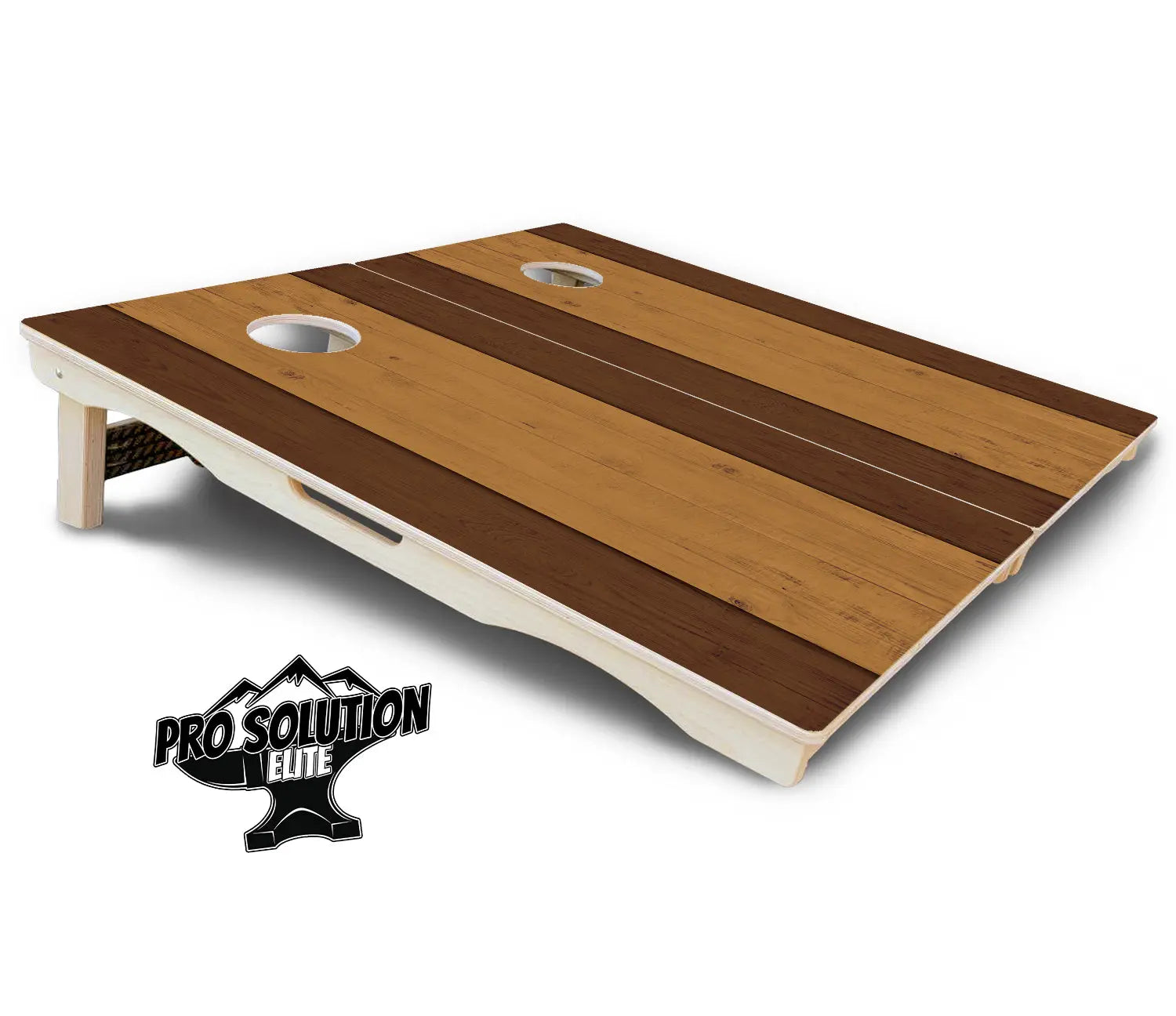 Brown Two Tone Planks Cornhole Boards - Pro Solution Elite Series by Cornhole Solutions, custom cornhole board detail photo 5