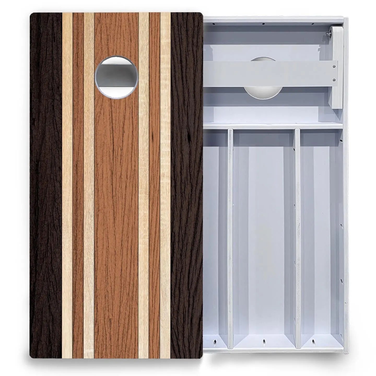 Brown Two Tone Stripes Cornhole Boards - All Weather Series by Cornhole Solutions, custom cornhole board detail photo 4