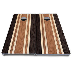 Brown Two Tone Stripes Cornhole Boards - All Weather Series by Cornhole Solutions, custom cornhole board detail photo 5