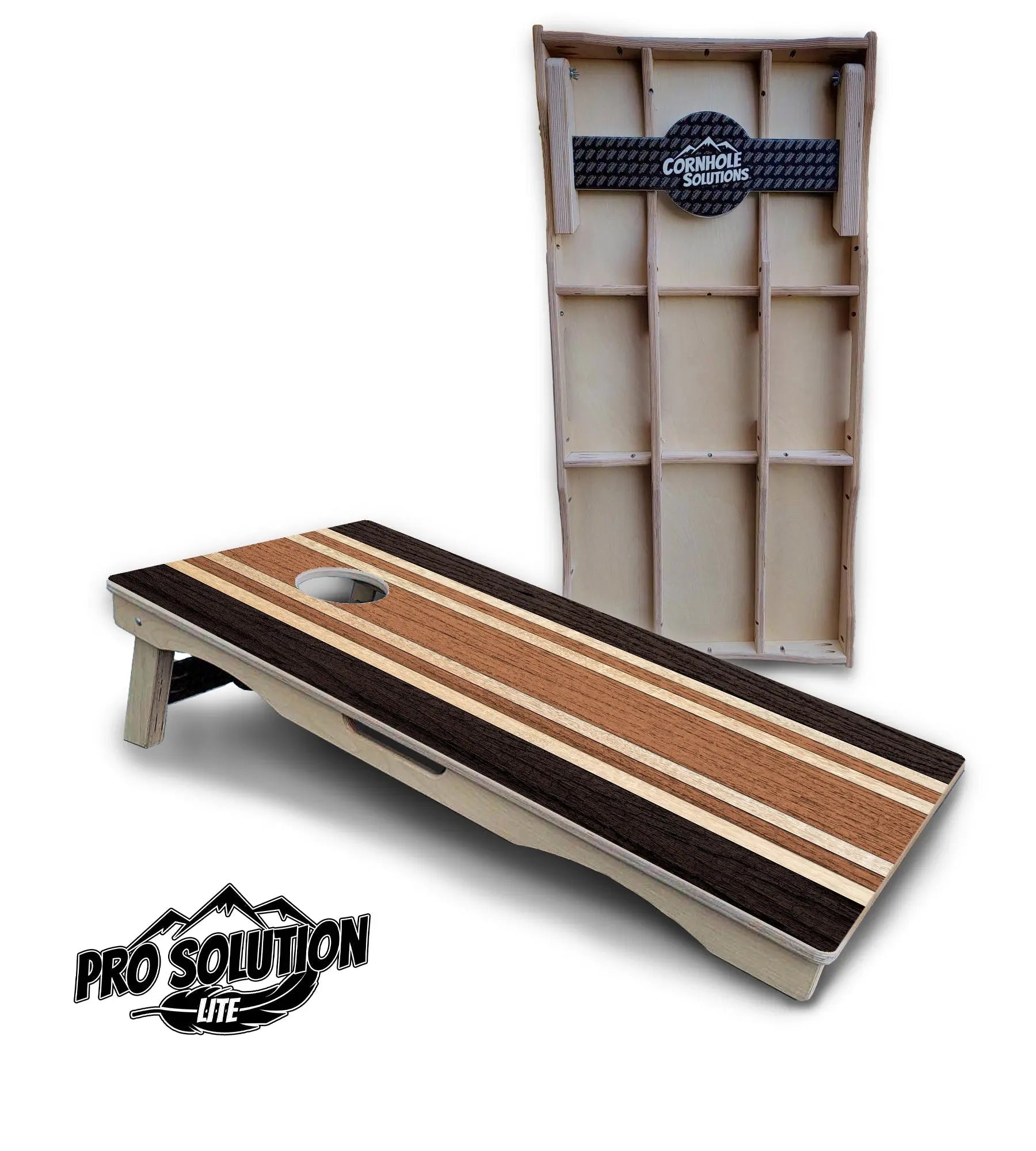 Brown Two Tone Stripes Cornhole Boards - Pro Solution Lite Series Cornhole Solutions