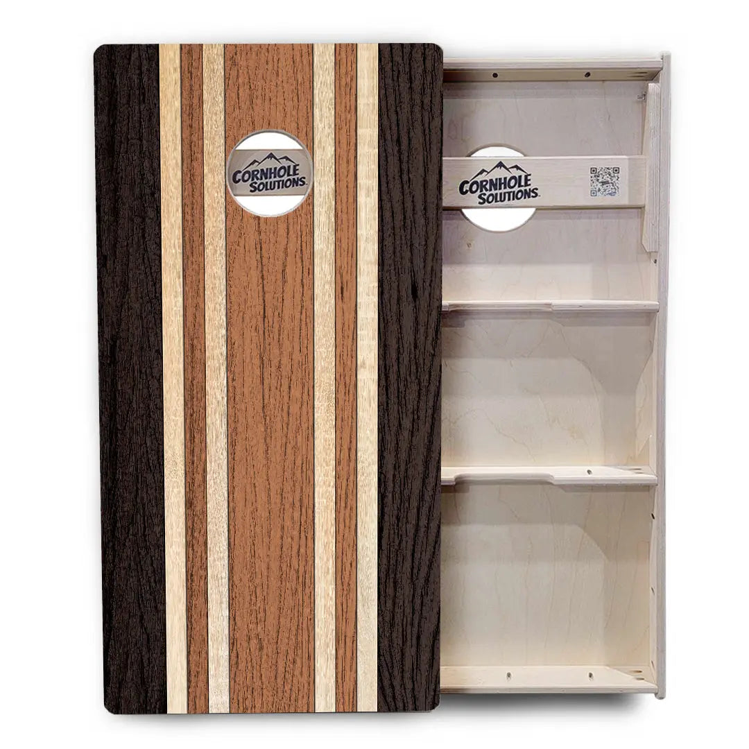 Brown Two Tone Stripes Cornhole Boards - Professional Tournament Series by Cornhole Solutions, custom cornhole board detail photo 3