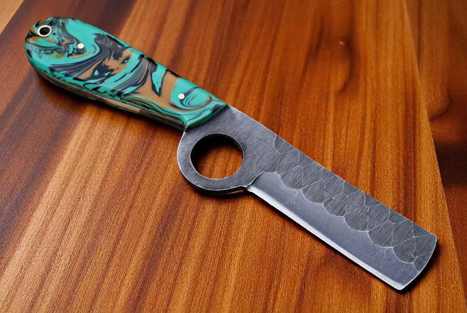 Bull Cutter knives – Resin Handle, 8" carbon Steel Damascus Knife Store