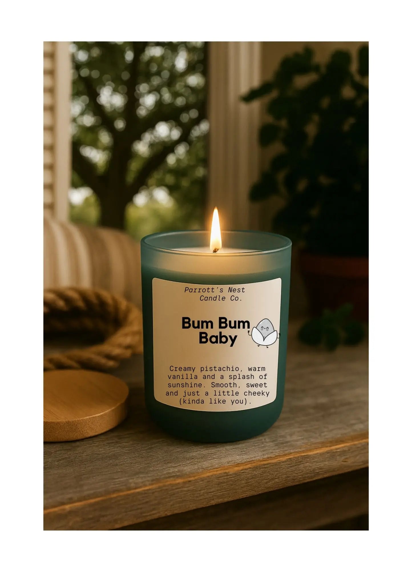 Bum Bum Baby 8oz Hand Poured soy Candle Parrott's Nest Candle Company