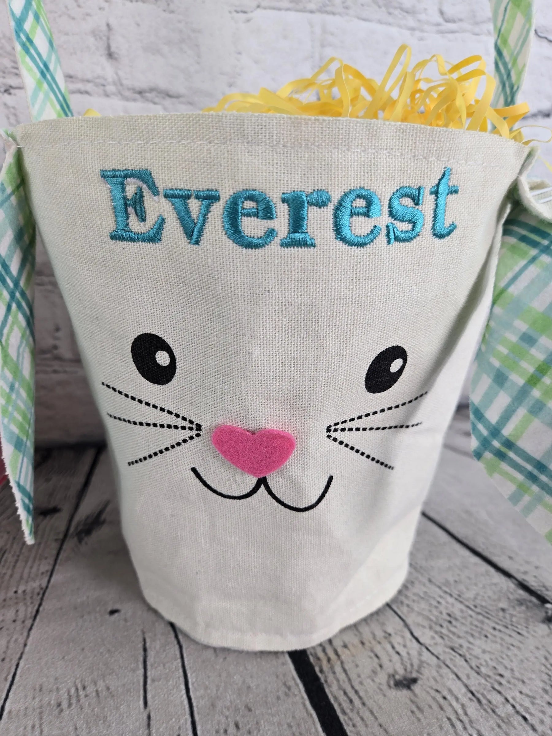 Bunny Face Personalized Easter Bag by EverLee Creations, handmade leather goods detail photo 4