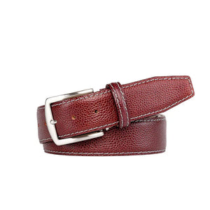 Burgundy French Pebble Grain Belt by Roger Ximenez: Bespoke Belts and Leather Accessories, handmade leather goods detail photo 7