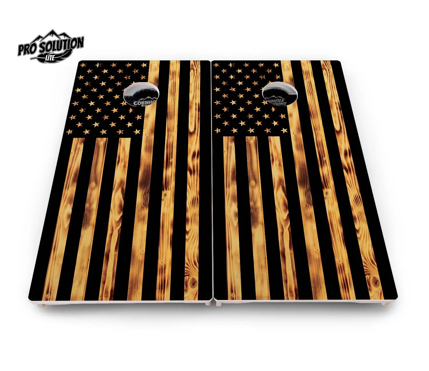Burnt Flag Cornhole Boards - Pro Solution Lite Series by Cornhole Solutions, custom cornhole board detail photo 4