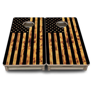 Burnt Flag - Mini or Vacation Size Cornhole Boards by Cornhole Solutions, custom cornhole board detail photo 2