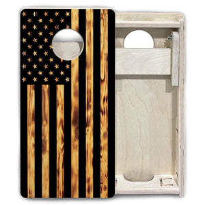 Burnt Flag - Mini or Vacation Size Cornhole Boards by Cornhole Solutions, custom cornhole board detail photo 4