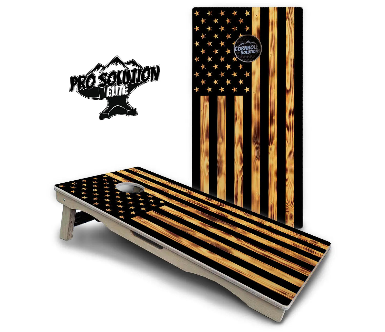 Burnt Rustic Flag Cornhole Boards - Pro Solution Elite Series Cornhole Solutions