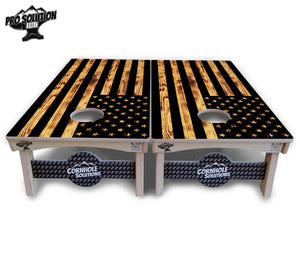 Burnt Rustic Flag Cornhole Boards - Pro Solution Elite Series by Cornhole Solutions, custom cornhole board detail photo 3