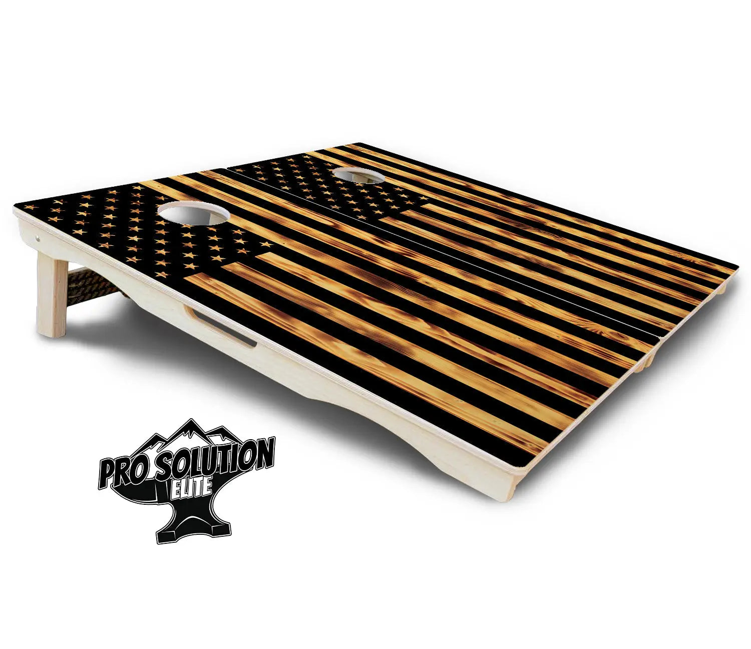 Burnt Rustic Flag Cornhole Boards - Pro Solution Elite Series by Cornhole Solutions, custom cornhole board detail photo 5