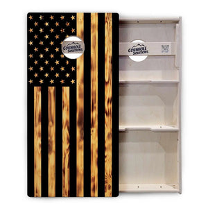 Burnt Rustic Flag Cornhole Boards - Professional Tournament Series by Cornhole Solutions, custom cornhole board detail photo 4