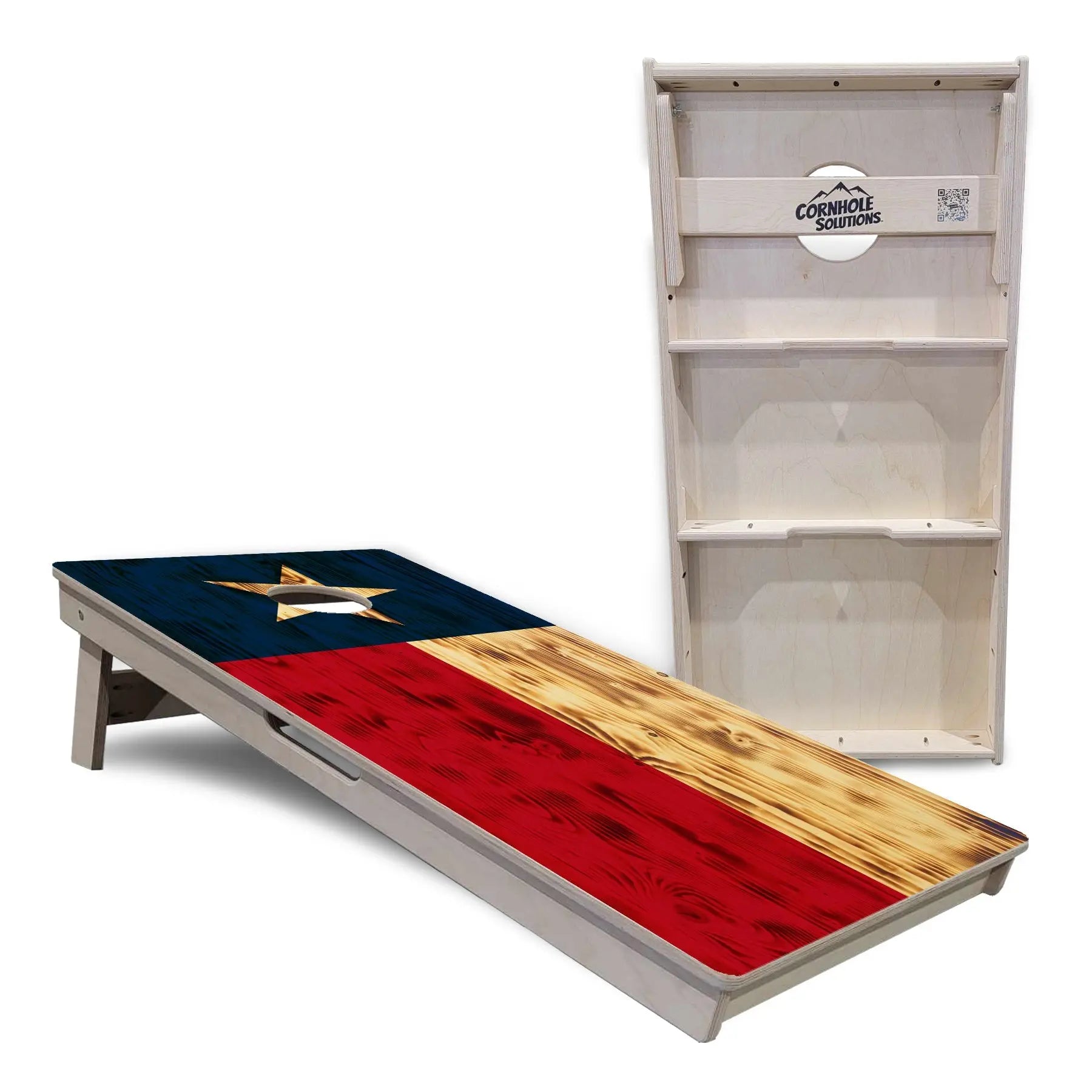 Burnt Texas Flag Cornhole Boards - Professional Tournament Series by Cornhole Solutions, custom cornhole board detail photo 5