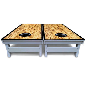 Burnt Wood Black Border Cornhole Boards - All Weather Series by Cornhole Solutions, custom cornhole board detail photo 5