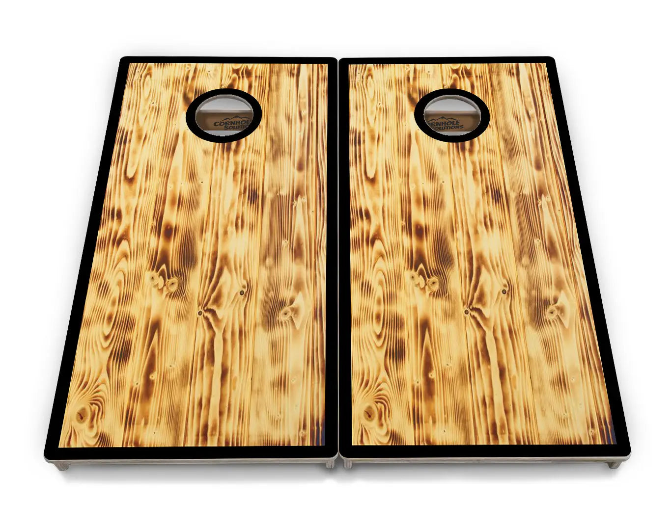 Burnt Wood Black Border Cornhole Boards - Professional Tournament Series by Cornhole Solutions, custom cornhole board detail photo 4