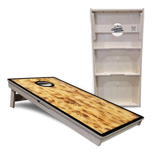 Burnt Wood Black Border Cornhole Boards - Professional Tournament Series by Cornhole Solutions, custom cornhole board detail photo 5