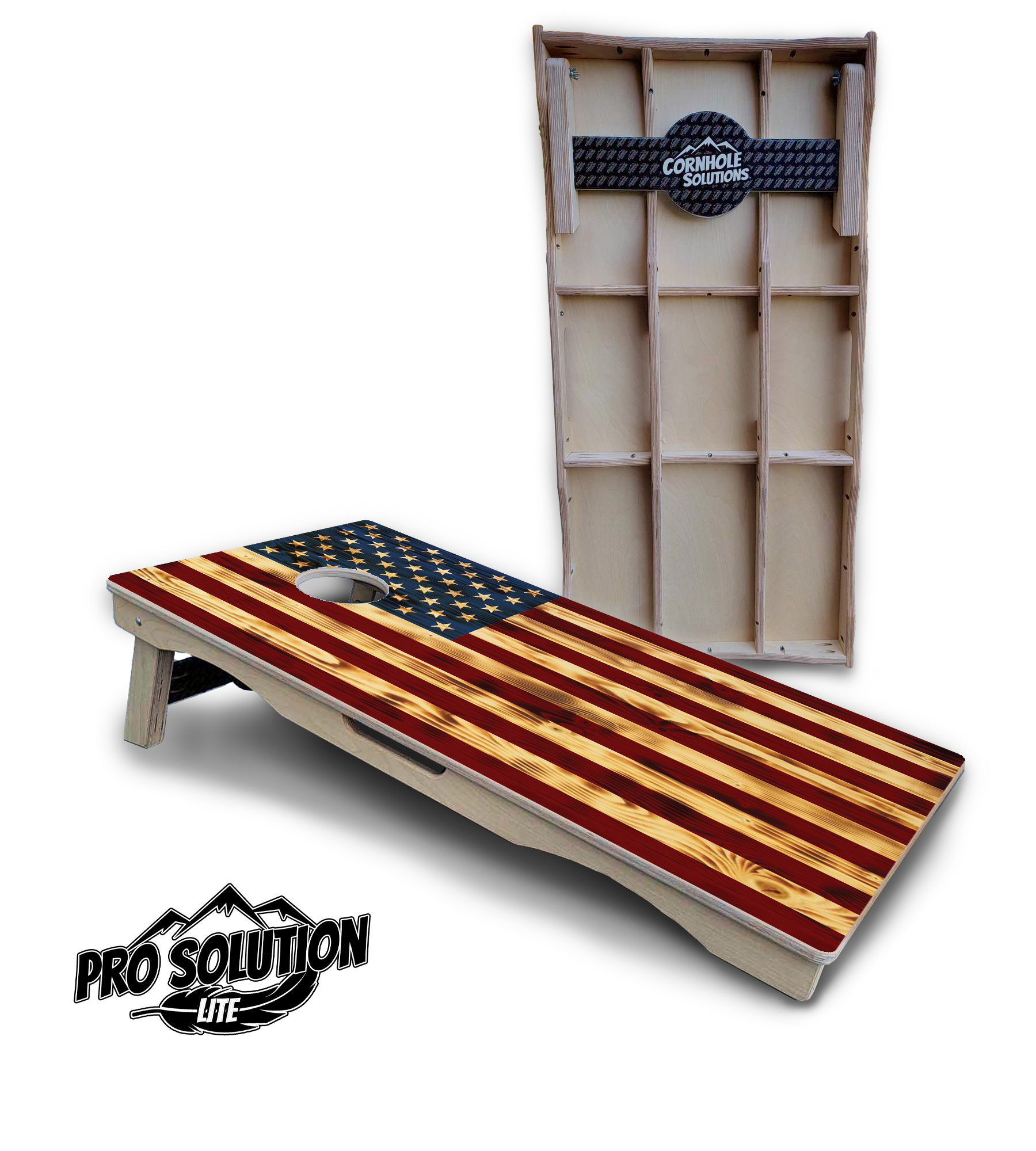 Burnt Color USA Flag Cornhole Boards - Pro Solution Lite Series Cornhole Solutions