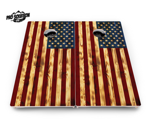 Burnt Color USA Flag Cornhole Boards - Pro Solution Lite Series by Cornhole Solutions, custom cornhole board detail photo 2