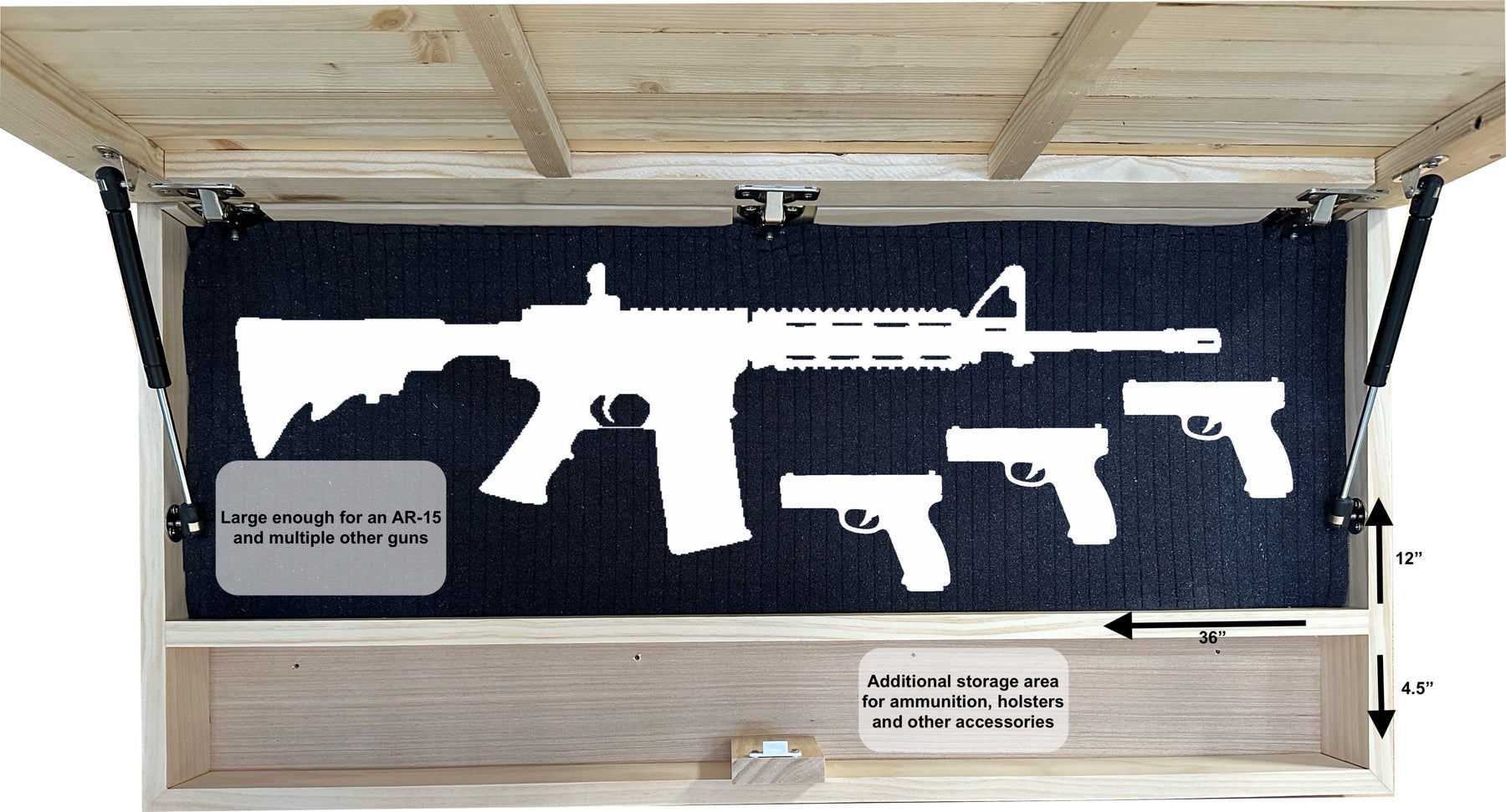 Wolf Wall Art Gun Concealment Furniture - Handcrafted Wooden Gun Cabinets - Gun Shelf Hidden Storage for Rifles, Shotguns, & Handguns - Quick Access Hidden Wall Safe (Extra Large)