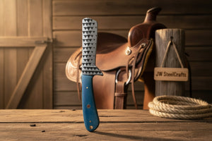 Tealstone Bull Cutter Knife Rasp Steel Teal Resin Handle by JW SteelCrafts — view 1 of 2