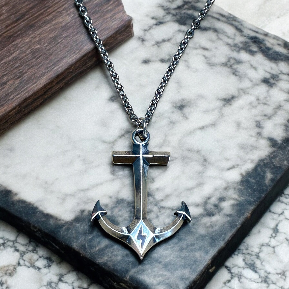 Hold Fast Anchor Necklace - Sterling Silver Christian necklace by Forged By Fire - additional view 2