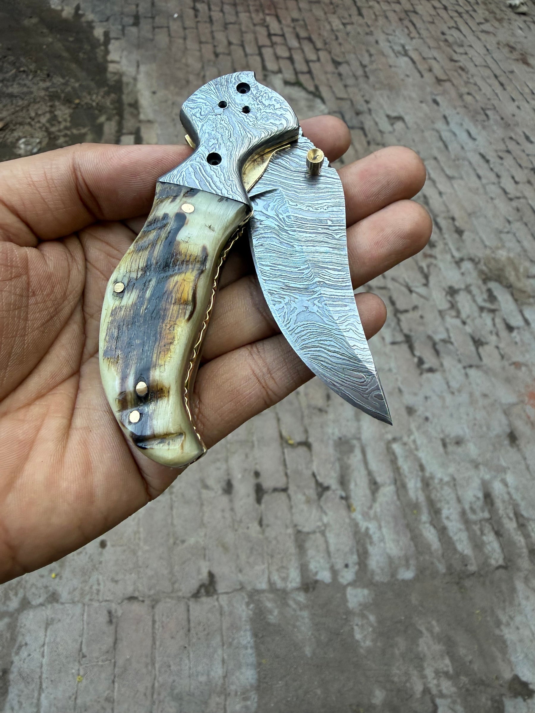 Pearlridge Damascus Folder by JW SteelCrafts
