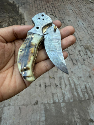 Pearlridge Damascus Folder by JW SteelCrafts