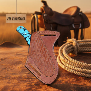 Mosaic Range Turquoise Bull Cutter Knife by JW SteelCrafts, alternate view 5