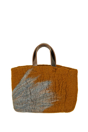 Ochre and Blue Gray Classic Carryall handmade wool bag by Comfy Bear Home product image 1