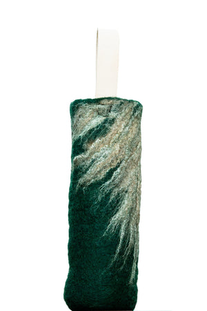 The Leah handcrafted wool wine carrier by Comfy Bear Home