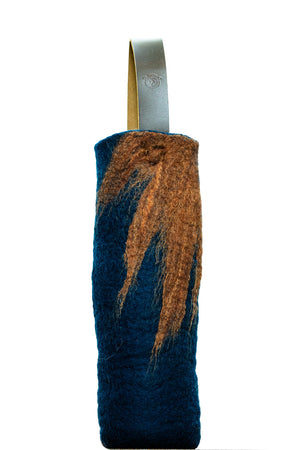 The Leah handcrafted wool wine carrier by Comfy Bear Home