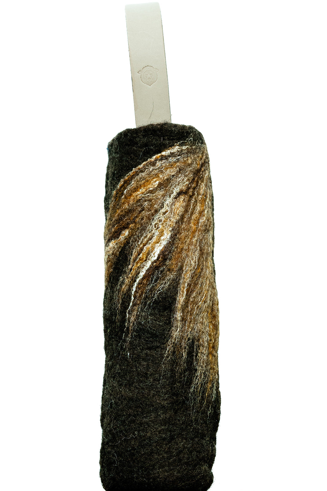 The Leah handcrafted wool wine carrier by Comfy Bear Home