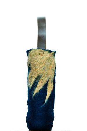 The Leah handcrafted wool wine carrier by Comfy Bear Home