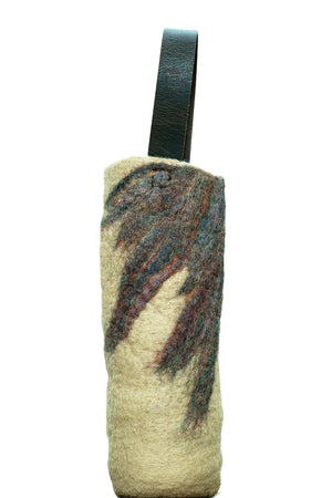 The Leah handcrafted wool wine carrier by Comfy Bear Home