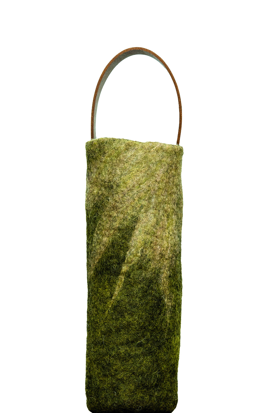 The Leah handcrafted wool wine carrier by Comfy Bear Home