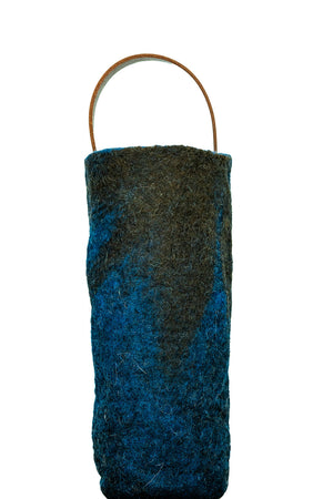 The Leah handcrafted wool wine carrier by Comfy Bear Home