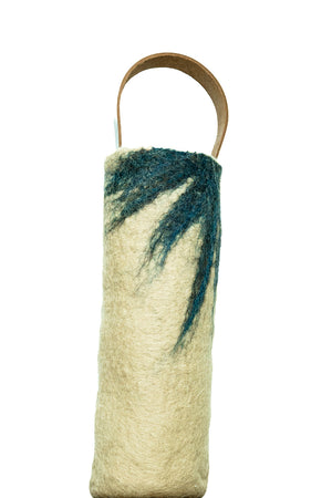 The Leah handcrafted wool wine carrier by Comfy Bear Home