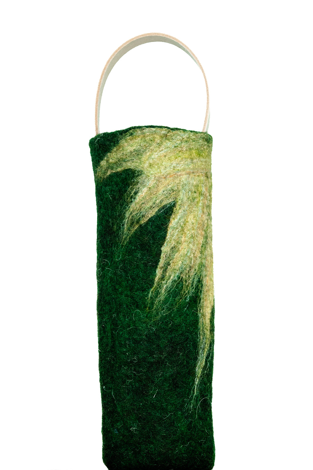 The Leah handcrafted wool wine carrier by Comfy Bear Home