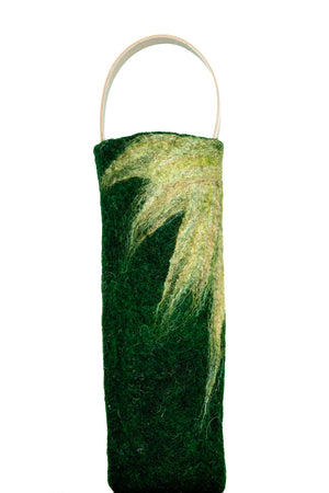The Leah handcrafted wool wine carrier by Comfy Bear Home