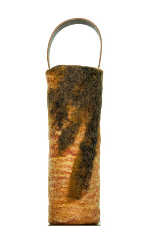 The Leah handcrafted wool wine carrier by Comfy Bear Home