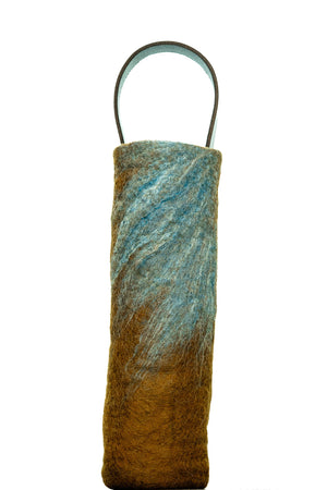 The Leah handcrafted wool wine carrier by Comfy Bear Home