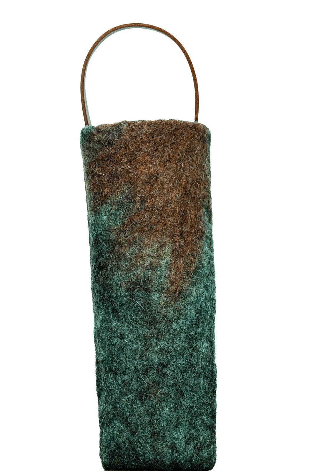 The Leah handcrafted wool wine carrier by Comfy Bear Home