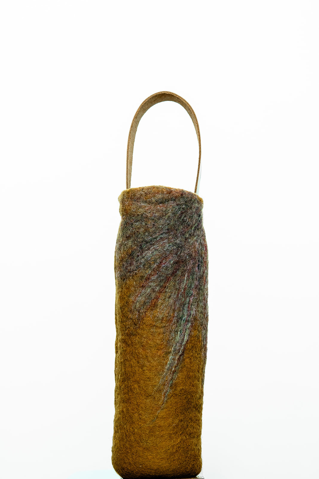 The Leah handcrafted wool wine carrier by Comfy Bear Home