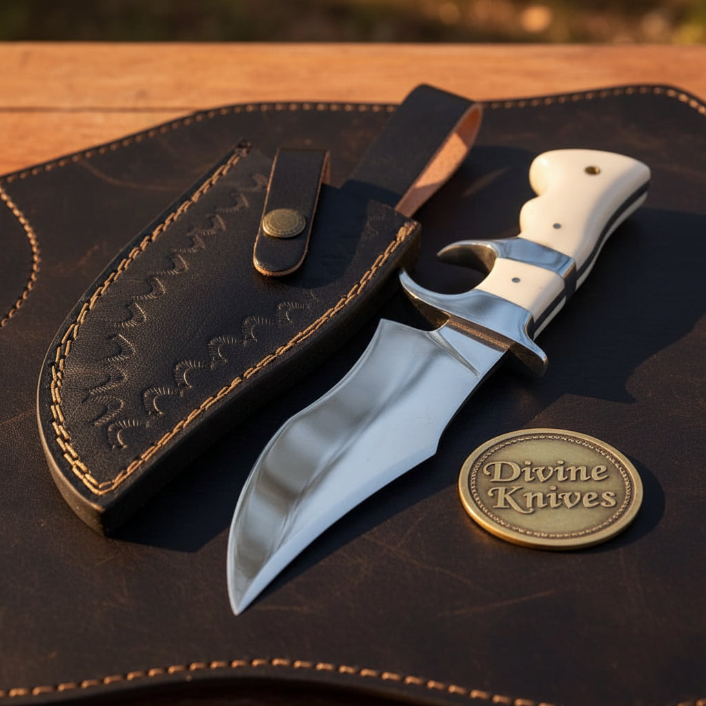 Mammoth Ivory Sub-Hilt Bowie with Contoured Ivory Handle