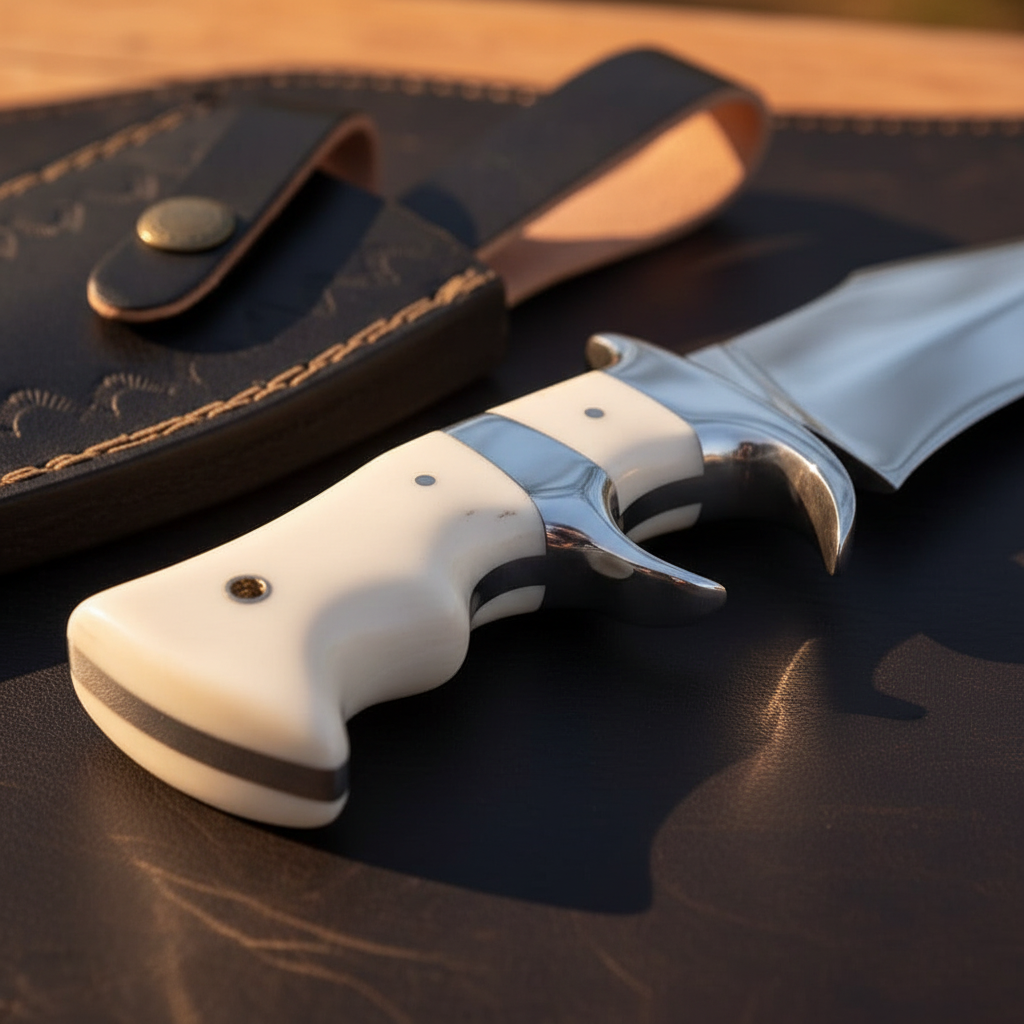 Mammoth Ivory Sub-Hilt Bowie with Contoured Ivory Handle