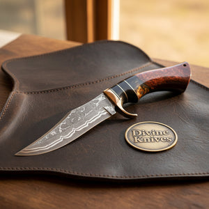 Copper-Line Skinner Bowie Knife with Buffalo Horn & Red Resin Handle by Divine Knives — view 3 of 3