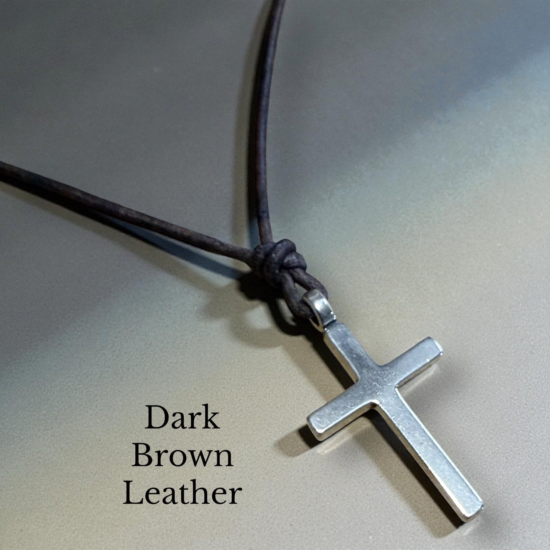 Classic Cross Necklace - Sterling Silver on Leather Cord by Forged By Fire — view 4 of 12